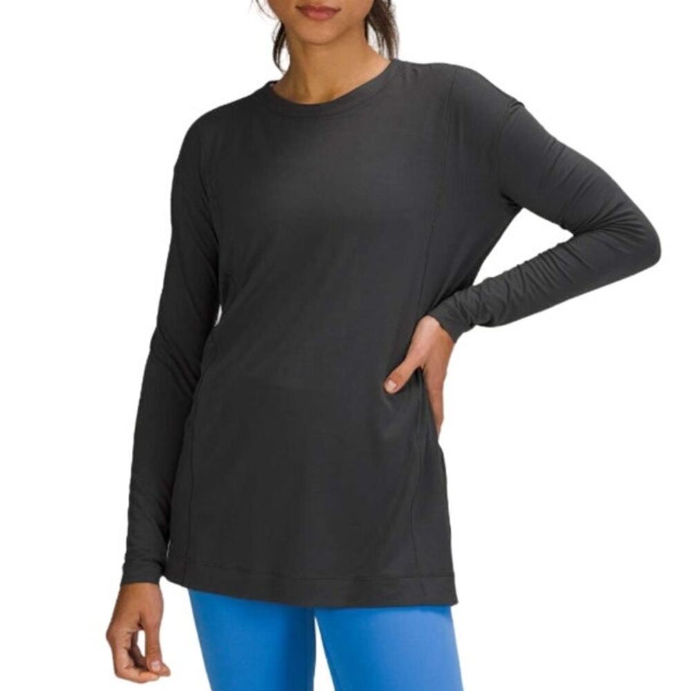 Lululemon Modal Pleated Back Long Sleeve Shirt Graphite Grey Women 6